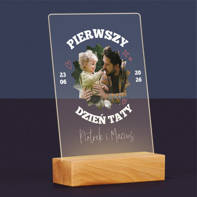 Zdjęcie I Podpis: Pierwszy Dzień Taty Razem - Wydruk Na Szkle Akrylowym