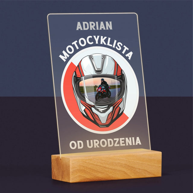 Zdjęcie I Podpis: Motocyklista Od Urodzenia - Wydruk Na Szkle Akrylowym