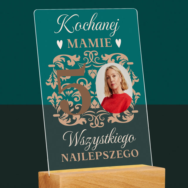 Zdjęcie I Podpis: Kochanej Mamie Z Okazji 50 Urodzin - Wydruk Na Szkle Akrylowym