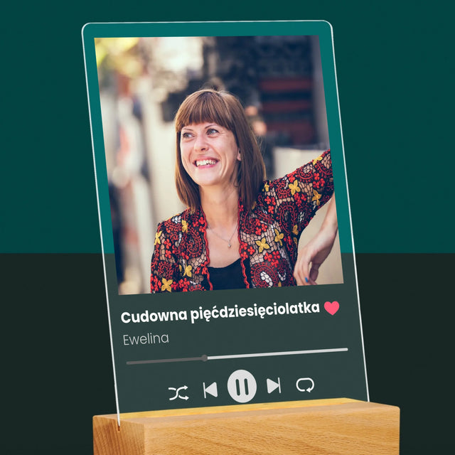 Zdjęcie I Podpis: Spotify Na 50 Urodziny - Wydruk Na Szkle Akrylowym