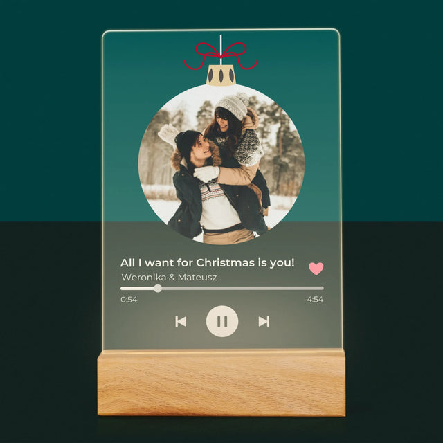 Zdjęcie I Podpis: Świąteczna Piosenka Spotify - Wydruk Na Szkle Akrylowym