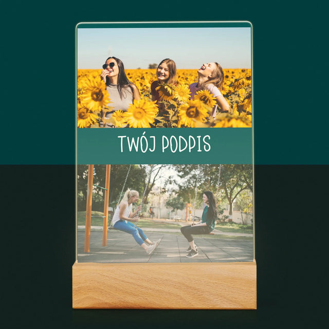 Fotokolaż: 2 Zdjęcia i Podpis - Wydruk Na Szkle Akrylowym