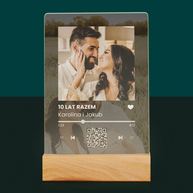 Zdjęcie I Podpis: Spotify Z Kodem Qr Na Rocznicę - Wydruk Na Szkle Akrylowym