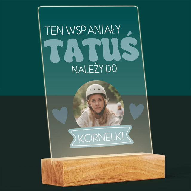 Zdjęcie I Podpis: Tatuś Należy Do - Wydruk Na Szkle Akrylowym