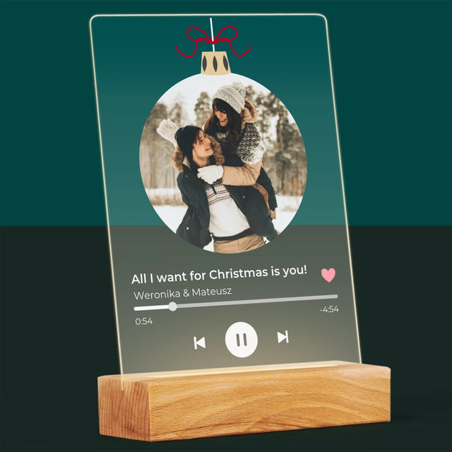 Zdjęcie I Podpis: Świąteczna Piosenka Spotify - Wydruk Na Szkle Akrylowym