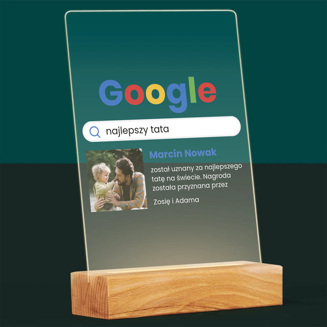 Zdjęcie i Podpis: Najlepszy Tata Wynik Google - Wydruk Na Szkle Akrylowym