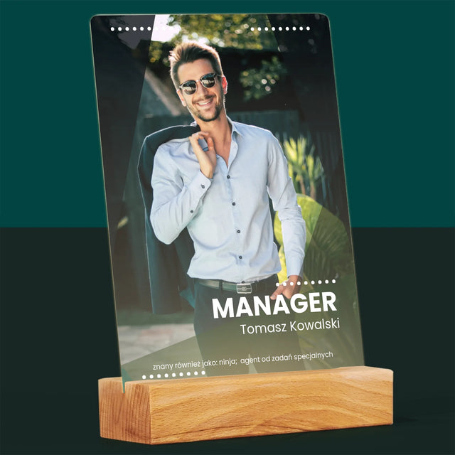 Zdjęcie i Podpis: Manager - Wydruk Na Szkle Akrylowym