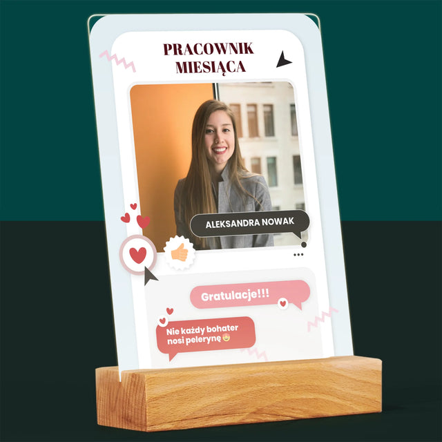 Zdjęcie i Podpis: Pracownik Miesiąca - Wydruk Na Szkle Akrylowym