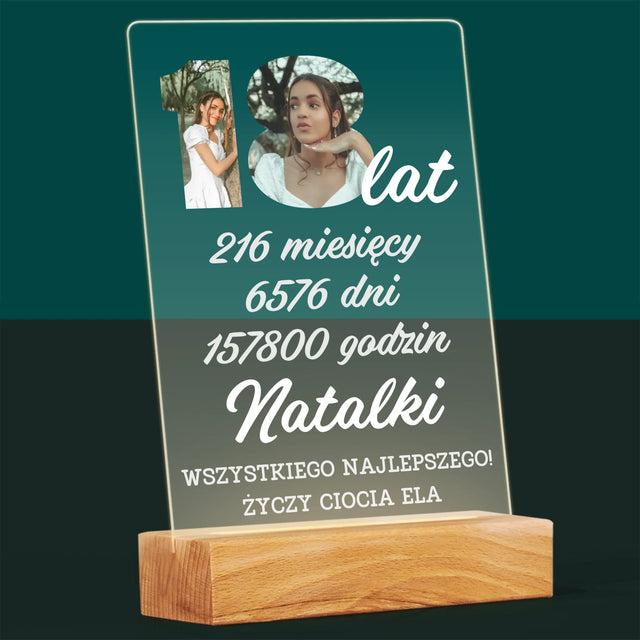 Słowo ze zdjęć: 18 Lat Odliczanie - Wydruk Na Szkle Akrylowym