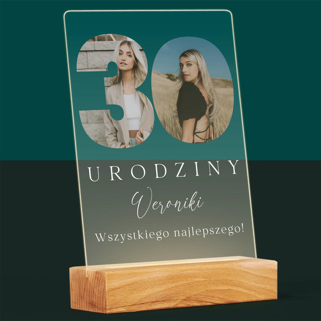 Słowo Ze Zdjęć: 30 Urodziny Podpis - Wydruk Na Szkle Akrylowym