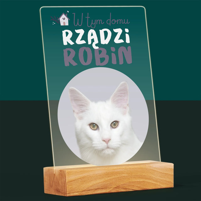 Zdjęcie i Podpis: w Tym Domu Rządzi Zwierzak - Wydruk Na Szkle Akrylowym