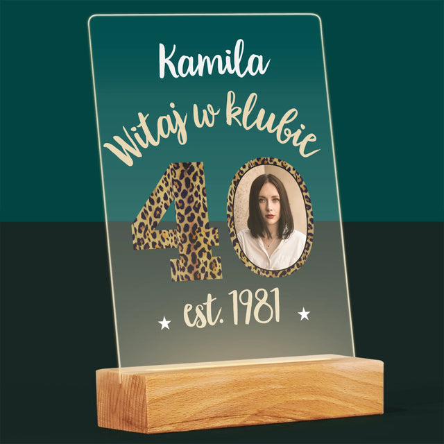 Zdjęcie I Podpis: Witaj W Klubie 40 - Wydruk Na Szkle Akrylowym