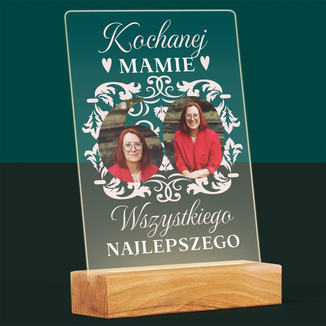 Słowo Ze Zdjęć: Kochanej Mamie z Okazji 60 Urodzin - Wydruk Na Szkle Akrylowym