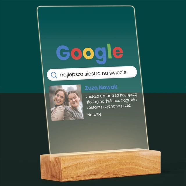 Zdjęcie I Podpis: Najlepsza Siostra Wynik Google - Wydruk Na Szkle Akrylowym