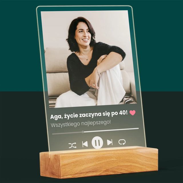 Zdjęcie I Podpis: Spotify Na 40 Urodziny - Wydruk Na Szkle Akrylowym