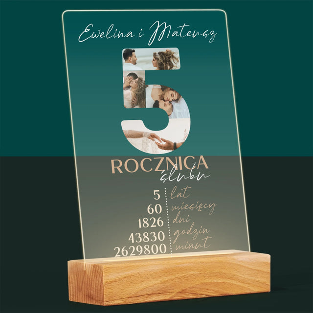 Słowo Ze Zdjęć: 5 Rocznica Ślubu Liczby - Wydruk Na Szkle Akrylowym
