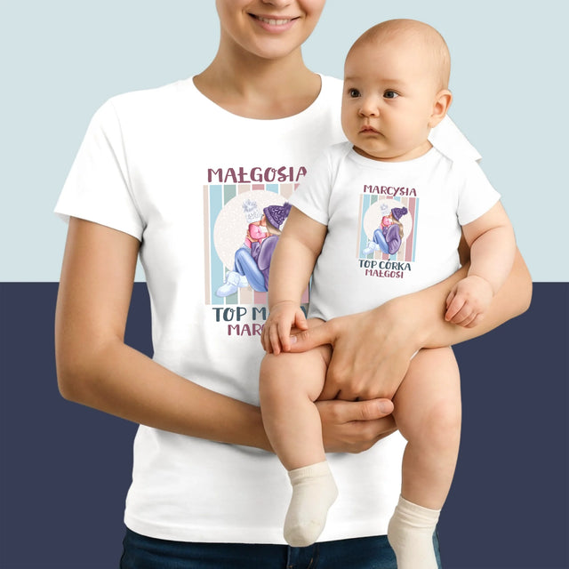 Kreator Postaci: Top Mama i Dziecko - Zestaw Koszulka Damska i Body Niemowlęce