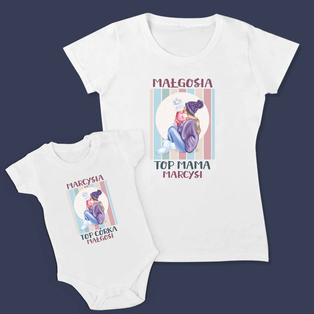 Kreator Postaci: Top Mama i Dziecko - Zestaw Koszulka Damska i Body Niemowlęce
