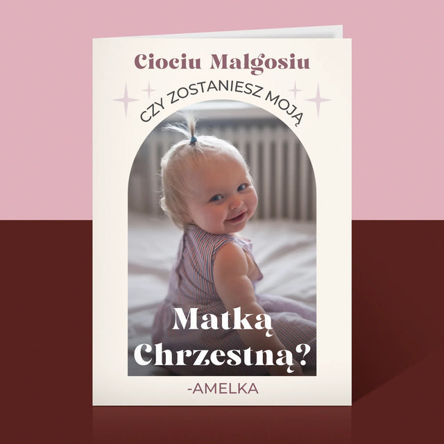 Zdjęcie i Podpis: Prośba O Bycie Chrzestną Elegant - Kartka z Życzeniami
