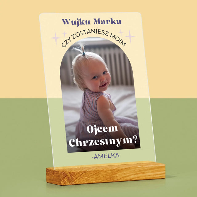 Zdjęcie i Podpis: Prośba O Bycie Chrzestnym Elegant - Wydruk Na Szkle Akrylowym
