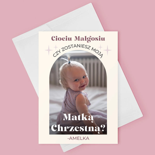 Zdjęcie i Podpis: Prośba O Bycie Chrzestną Elegant - Kartka z Życzeniami