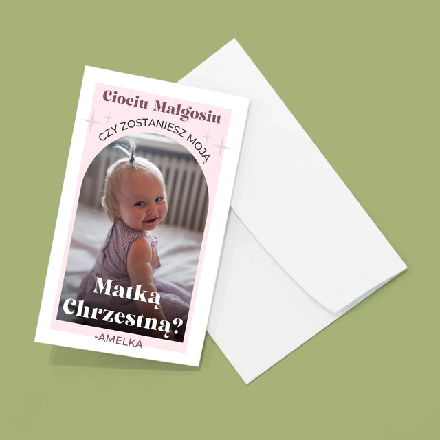 Zdjęcie i Podpis: Prośba O Bycie Chrzestną Elegant - Duża Harmonijka Ze Zdjęć