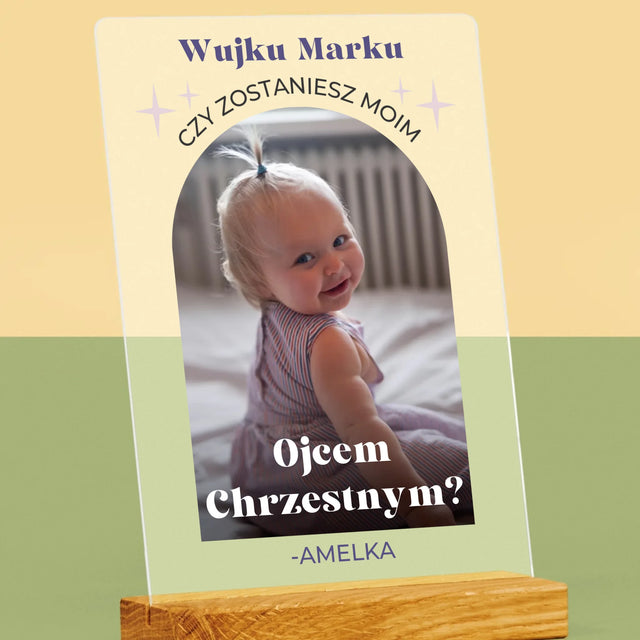 Zdjęcie i Podpis: Prośba O Bycie Chrzestnym Elegant - Wydruk Na Szkle Akrylowym