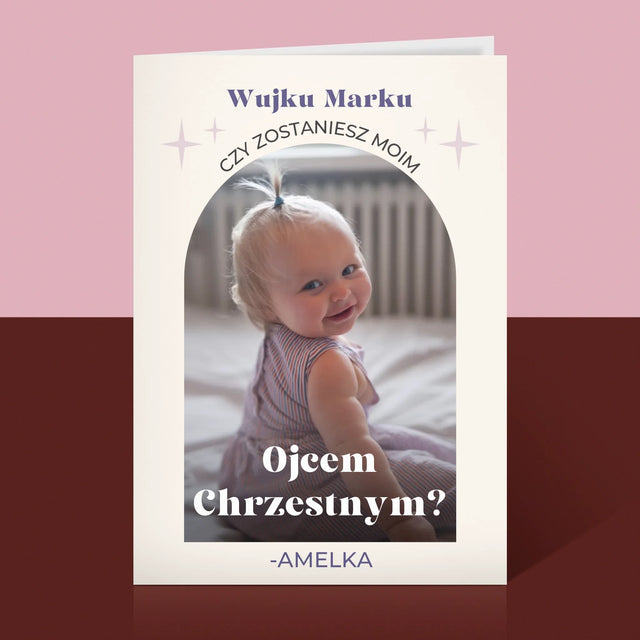 Zdjęcie i Podpis: Prośba O Bycie Chrzestnym Elegant - Kartka z Życzeniami