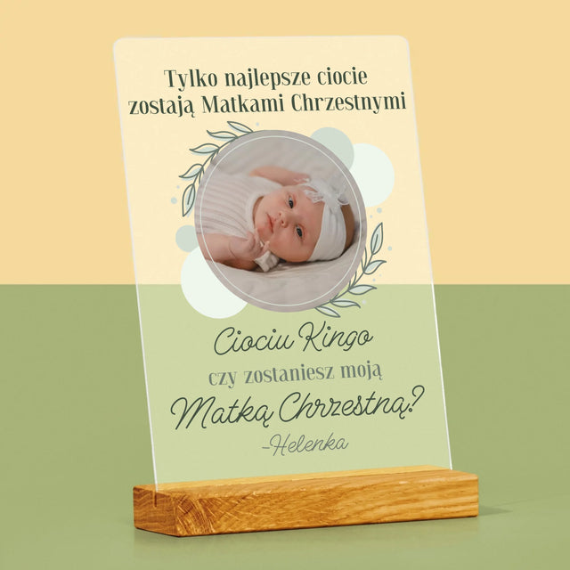 Zdjęcie i Podpis: Najlepsze Ciocie Zostają Matkami Chrzestnymi - Wydruk Na Szkle Akrylowym