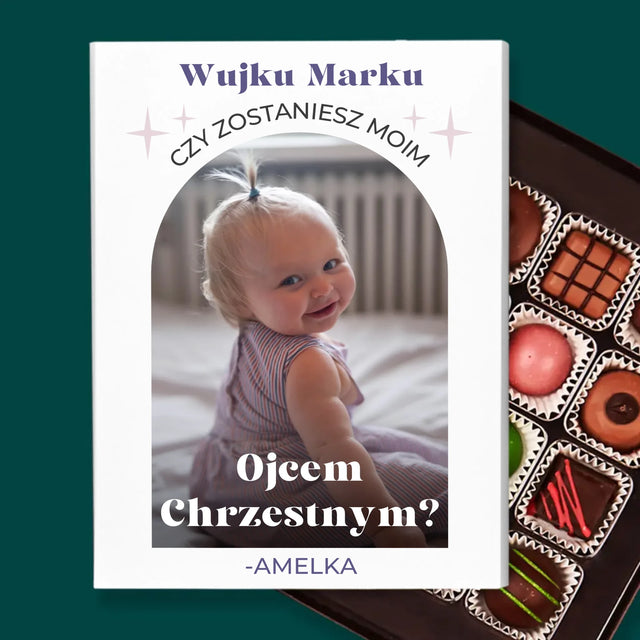 Zdjęcie i Podpis: Prośba O Bycie Chrzestnym Elegant - Personalizowane Praliny