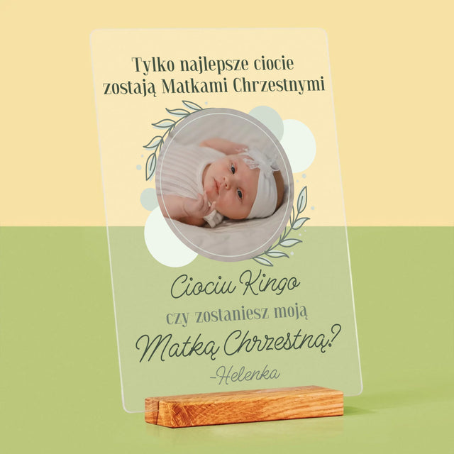 Zdjęcie i Podpis: Najlepsze Ciocie Zostają Matkami Chrzestnymi - Wydruk Na Szkle Akrylowym