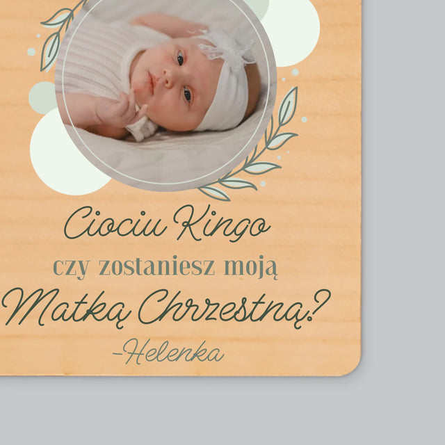 Zdjęcie i Podpis: Najlepsze Ciocie Zostają Matkami Chrzestnymi - Magnes Drewniany