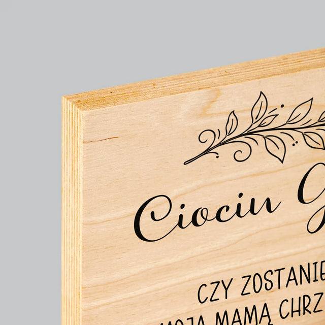 Zdjęcie i Podpis: Chrzestna Dziecko Rączka - Wydruk Na Drewnie