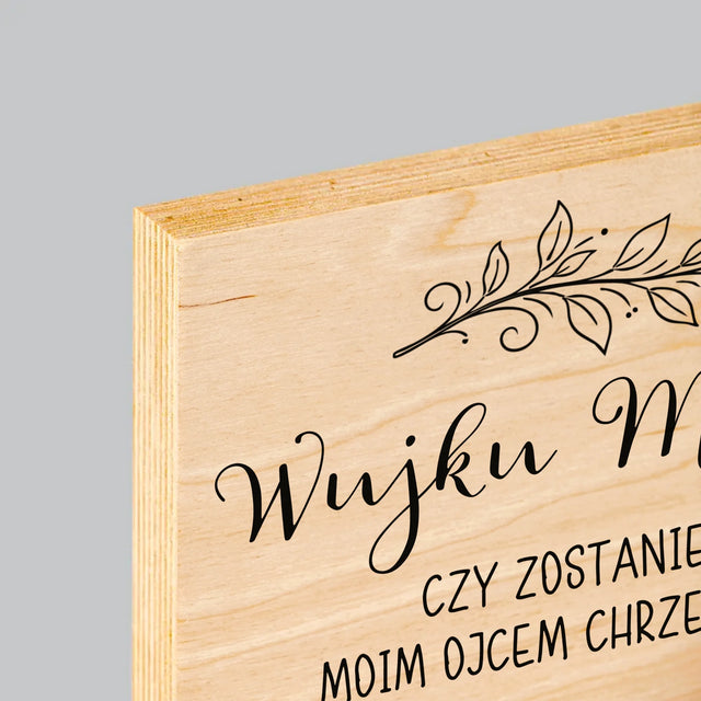 Zdjęcie i Podpis: Chrzestny Dziecko Rączka - Wydruk Na Drewnie