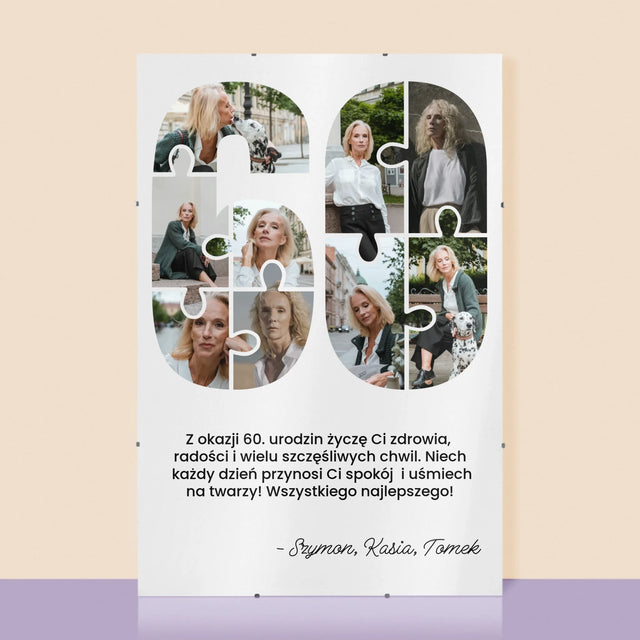 Kształt Ze Zdjęć: 60 Urodziny Puzzle - Personalizowany Plakat