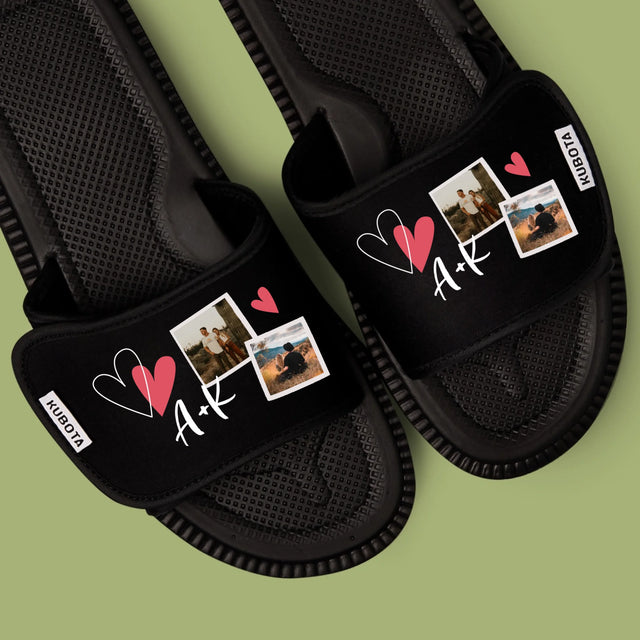 Fotokolaż: Serduszka Inicjały - Klapki Kubota