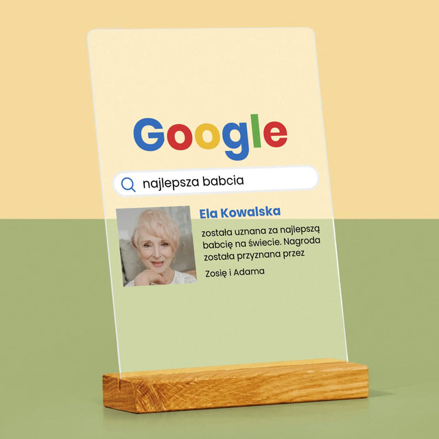 Zdjęcie I Podpis: Najlepsza Babcia Wynik Google - Wydruk Na Szkle Akrylowym