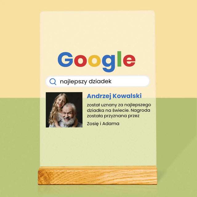 Zdjęcie I Podpis: Najlepszy Dziadek Wynik Google - Wydruk Na Szkle Akrylowym