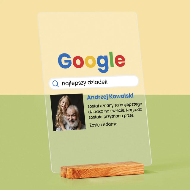 Zdjęcie I Podpis: Najlepszy Dziadek Wynik Google - Wydruk Na Szkle Akrylowym