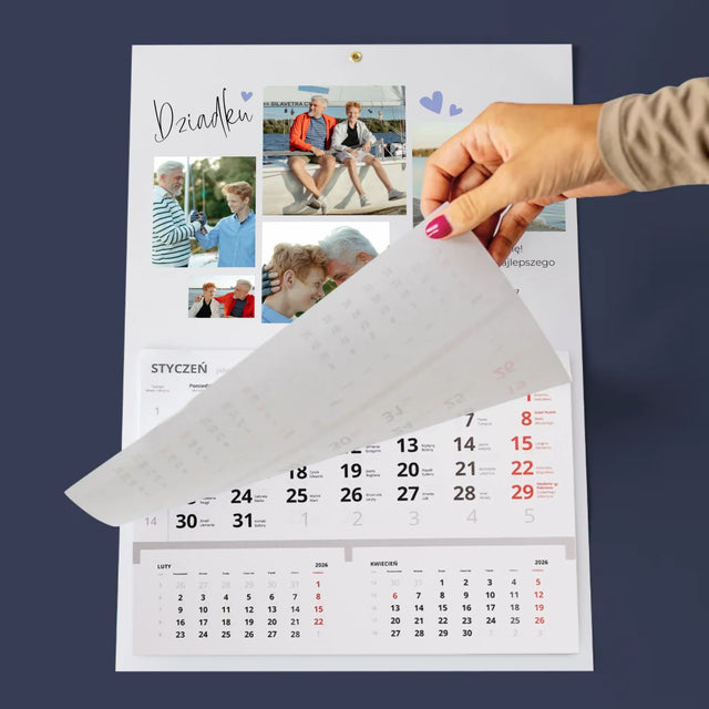 Fotokolaż: Dziadku Kocham Cię - Personalizowany Kalendarz Jednodzielny