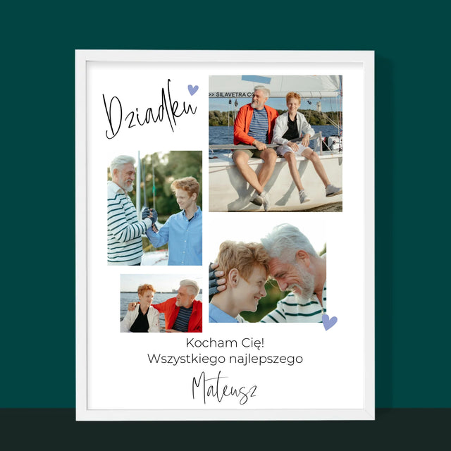 Fotokolaż: Dziadku Kocham Cię - Wydruk Obramowany