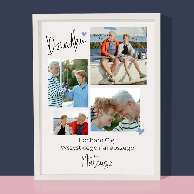 Fotokolaż: Dziadku Kocham Cię - Wydruk Obramowany