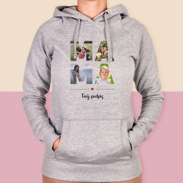 Słowo Ze Zdjęć: Mama - Bluza Damska z Kapturem