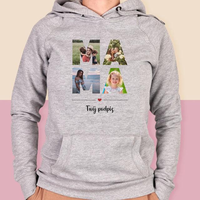 Słowo Ze Zdjęć: Mama - Bluza Damska z Kapturem