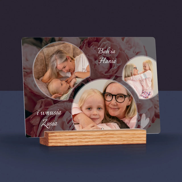 Fotokolaż: Babcia Kwiaty - Wydruk Na Szkle Akrylowym