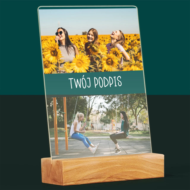 Fotokolaż: 2 Zdjęcia i Podpis - Wydruk Na Szkle Akrylowym