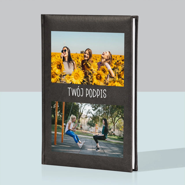 Fotokolaż: 2 Zdjęcia i Podpis - Notes Książkowy z Nadrukiem
