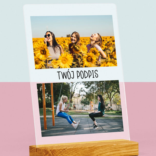 Fotokolaż: 2 Zdjęcia i Podpis - Wydruk Na Szkle Akrylowym