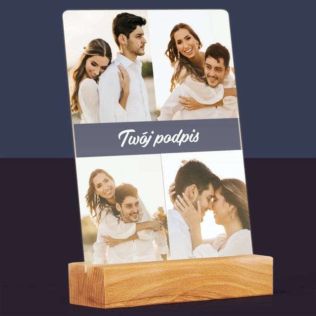 Fotokolaż: 4 Zdjęcia i Podpis - Wydruk Na Szkle Akrylowym