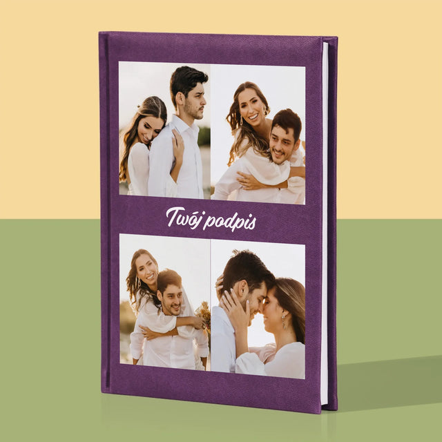 Fotokolaż: 4 Zdjęcia i Podpis - Notes Książkowy z Nadrukiem